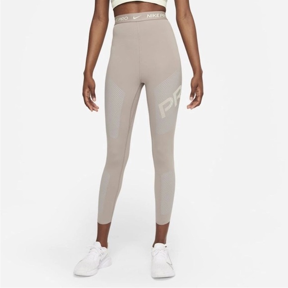 Nike Pants - Nike Pro Tan Leggings with Pattern high waisted workout leggings moon fossil